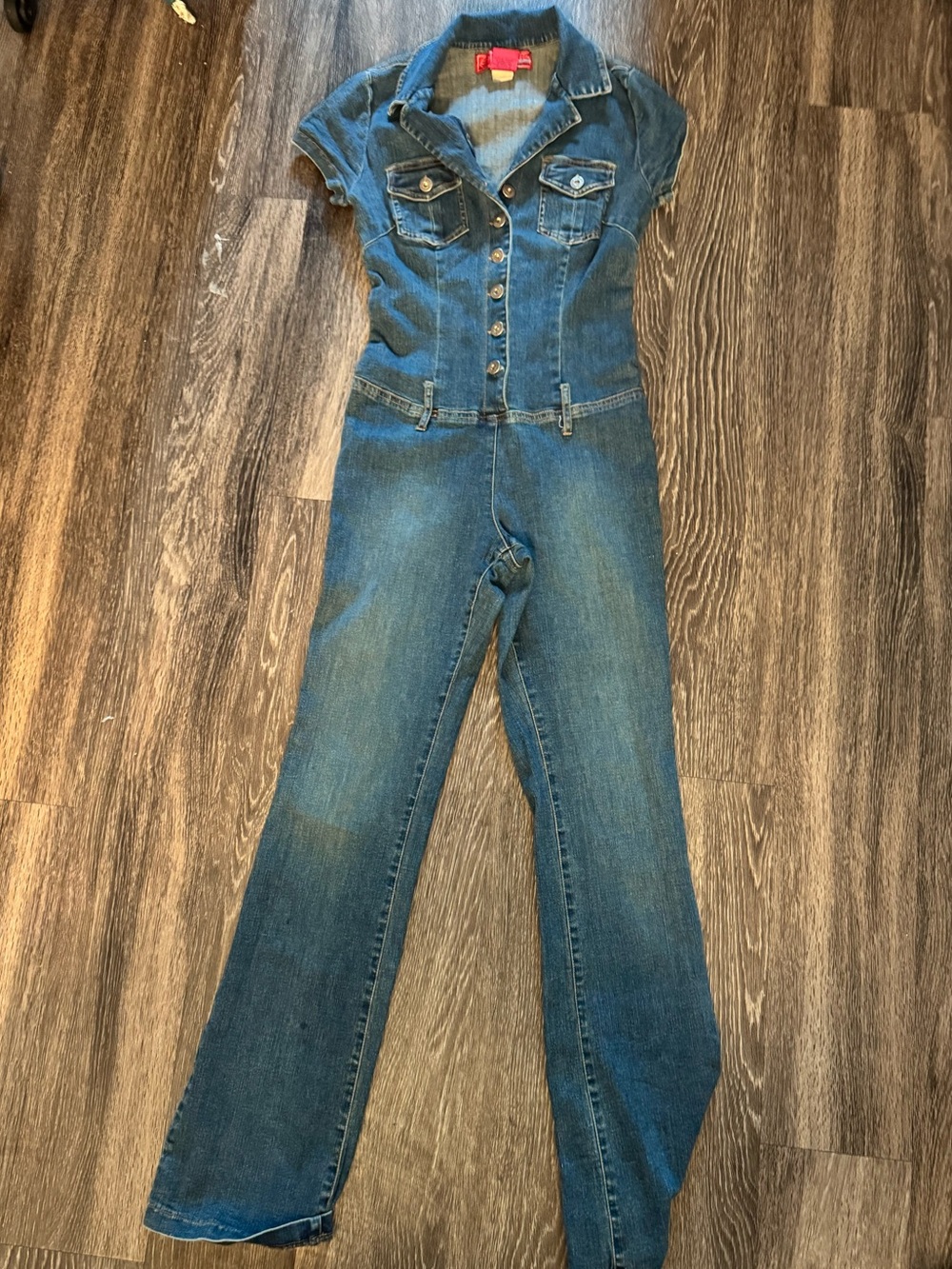 Hot Kiss Blue Short-Sleeve Denim Jumpsuit